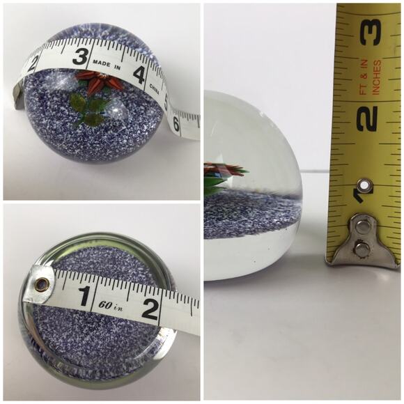 Paul Ysart Aventurine Flower Lampwork Purple Jasper Ground Paperweight Signed PY - Picture 10 of 16